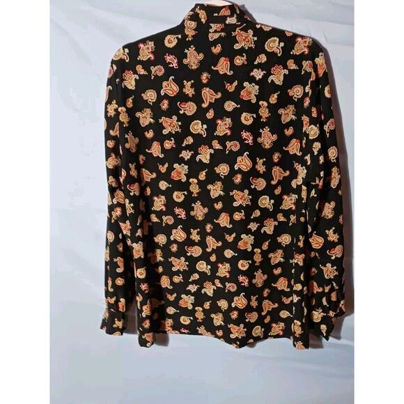 Pendleton Classic Womens Size 10 Black Paisley Long Sleeve Button Down Shirt Top - Picture 2 of 9